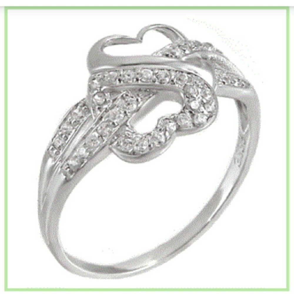 Sterling silver double heart ring